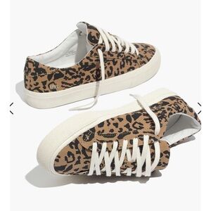 Madewell Sidewalk Sneakers in Leopard Print Canvas Size 9